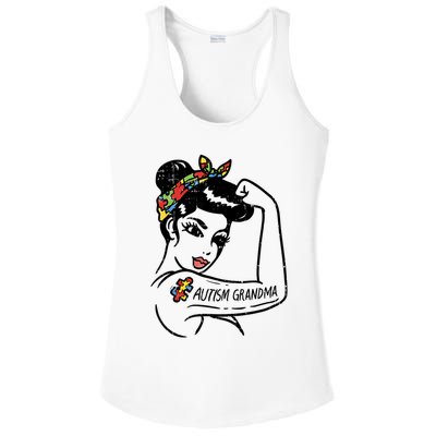 Autism   Autistic Awareness Puzzle Grandma Ladies PosiCharge Competitor Racerback Tank