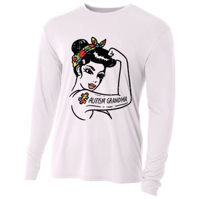 Autism   Autistic Awareness Puzzle Grandma Cooling Performance Long Sleeve Crew
