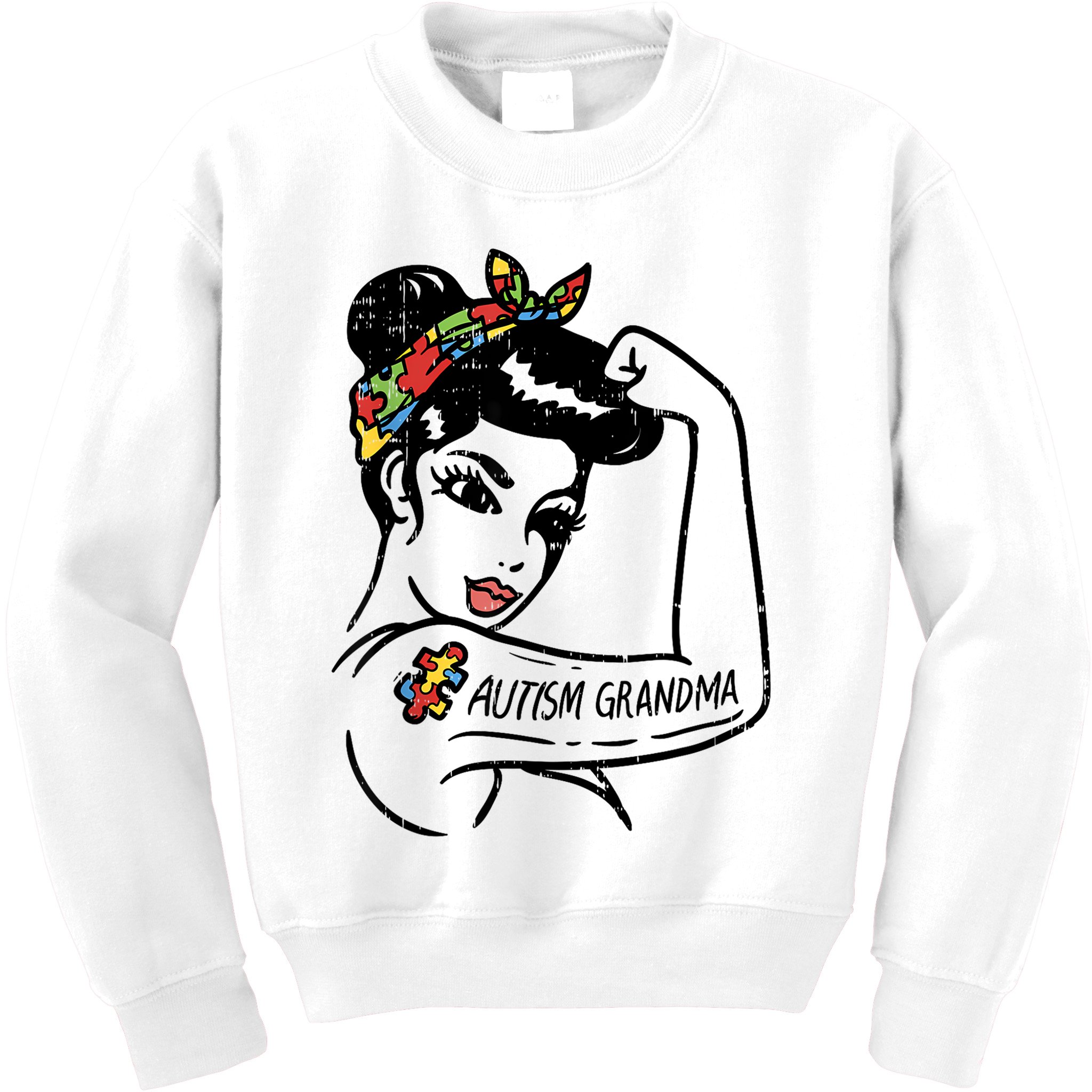 Autism   Autistic Awareness Puzzle Grandma Kids Sweatshirt