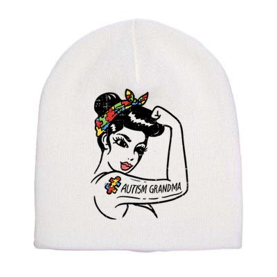 Autism   Autistic Awareness Puzzle Grandma Short Acrylic Beanie