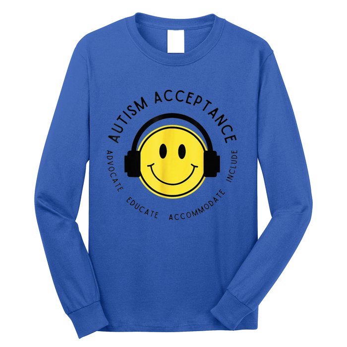 Autism Awareness Acceptance Retro Smile Face Kid Wo Long Sleeve Shirt