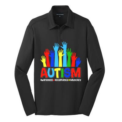 April Autism Awareness Month Acceptance Gift Silk Touch Performance Long Sleeve Polo