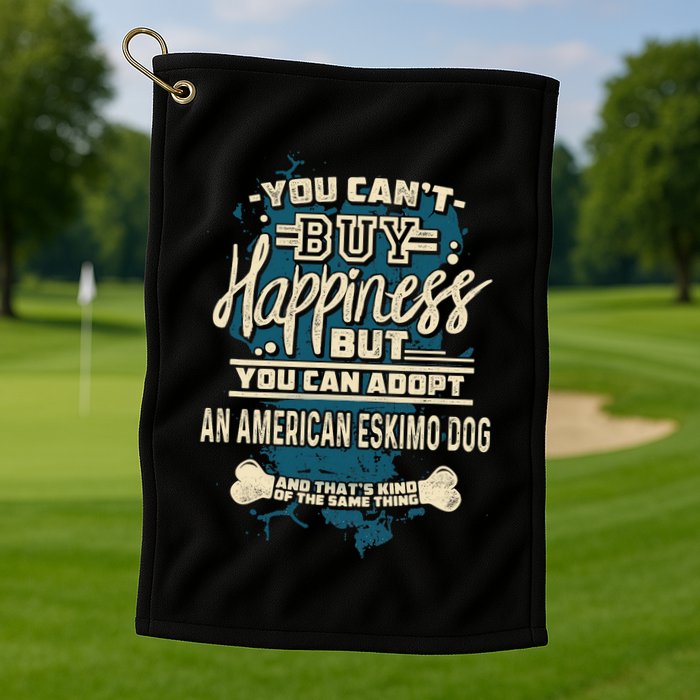 Adopt An American Eskimo Dog Rescue Dog Golf Towel