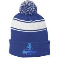 Aquarius Af / Aquarius Birthday Month Astrology And Zodiac Gift Stripe Pom Pom Beanie