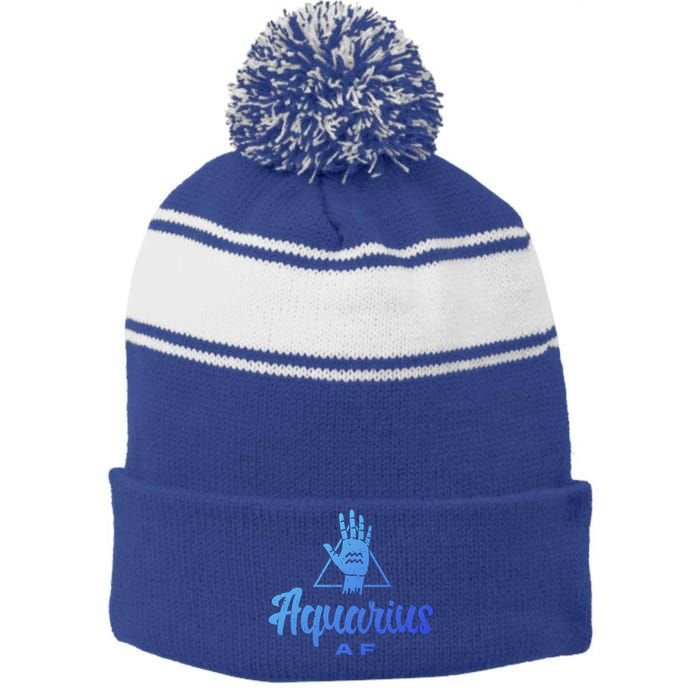 Aquarius Af / Aquarius Birthday Month Astrology And Zodiac Gift Stripe Pom Pom Beanie