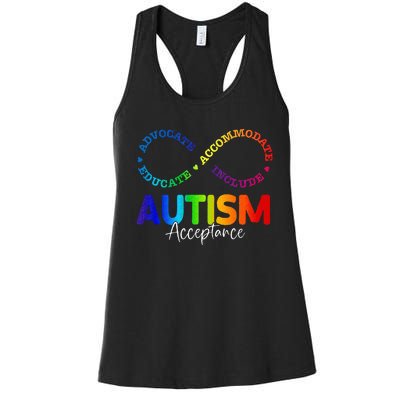 Autism Awareness Acceptance Infinity Symbol Women's Racerback Tank