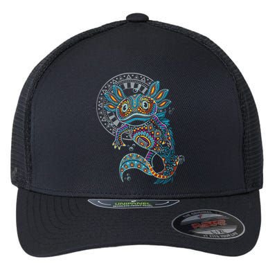 Axolotl Art Aztec Mexico Mexican Flexfit Unipanel Trucker Cap