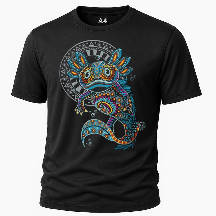 Axolotl Art Aztec Mexico Mexican Cooling Performance Crew T-Shirt