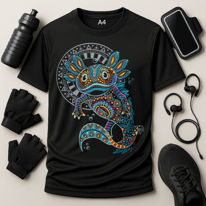 Axolotl Art Aztec Mexico Mexican Cooling Performance Crew T-Shirt