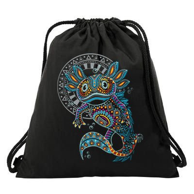 Axolotl Art Aztec Mexico Mexican Drawstring Bag