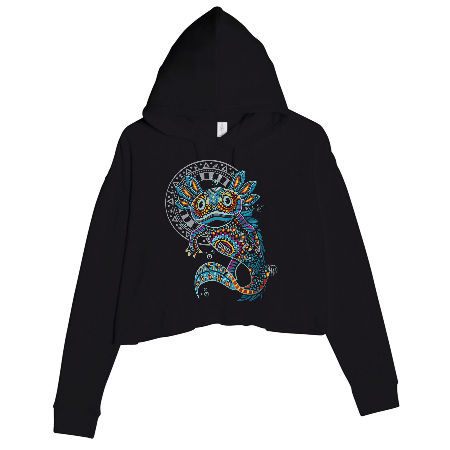Axolotl Art Aztec Mexico Mexican Crop Fleece Hoodie