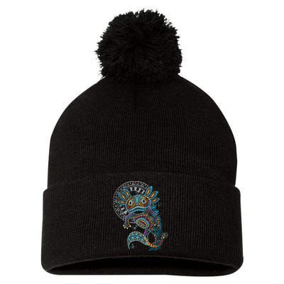 Axolotl Art Aztec Mexico Mexican Pom Pom 12in Knit Beanie