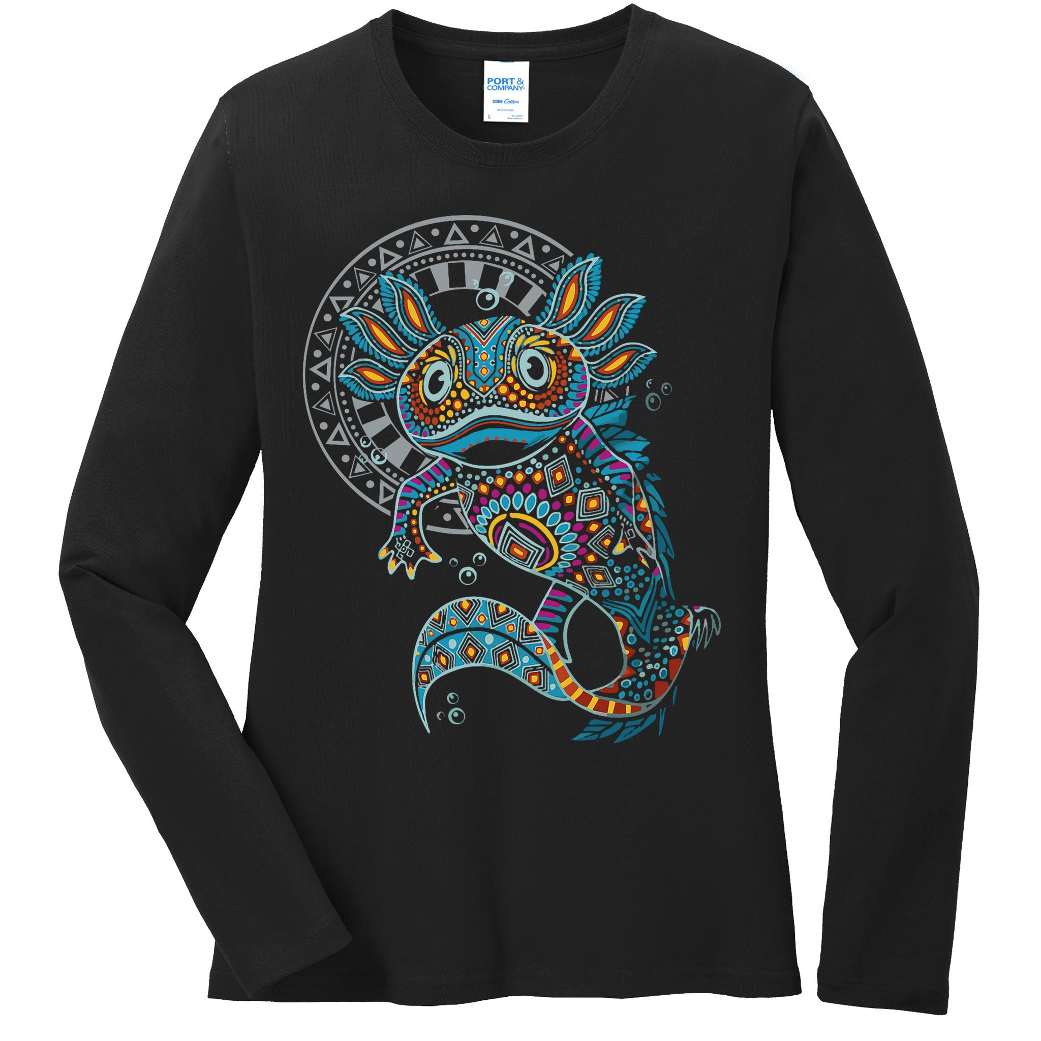 Axolotl Art Aztec Mexico Mexican Ladies Long Sleeve Shirt