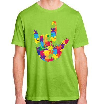 Autism Awareness ASL I Love You Puzzle Hand Adult ChromaSoft Performance T-Shirt