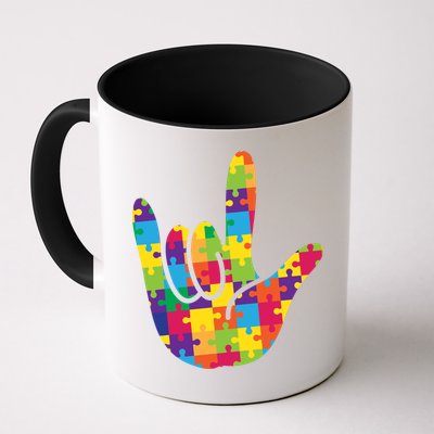 Autism Awareness ASL I Love You Puzzle Hand Mug