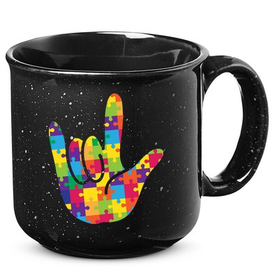 Autism Awareness ASL I Love You Puzzle Hand 15oz Campfire Ceramic Mug