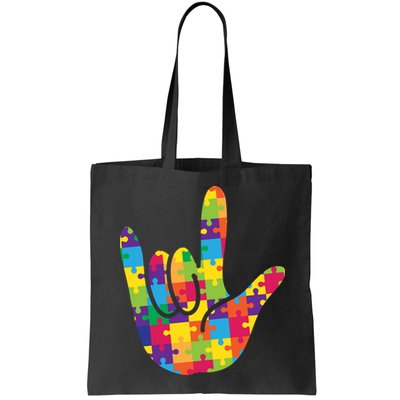 Autism Awareness ASL I Love You Puzzle Hand Bag