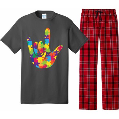 Autism Awareness ASL I Love You Puzzle Hand Pajama Set