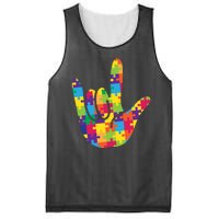 Autism Awareness ASL I Love You Puzzle Hand Mesh Reversible Basketball Jersey Tank