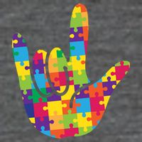 Autism Awareness ASL I Love You Puzzle Hand Kids T-Shirt
