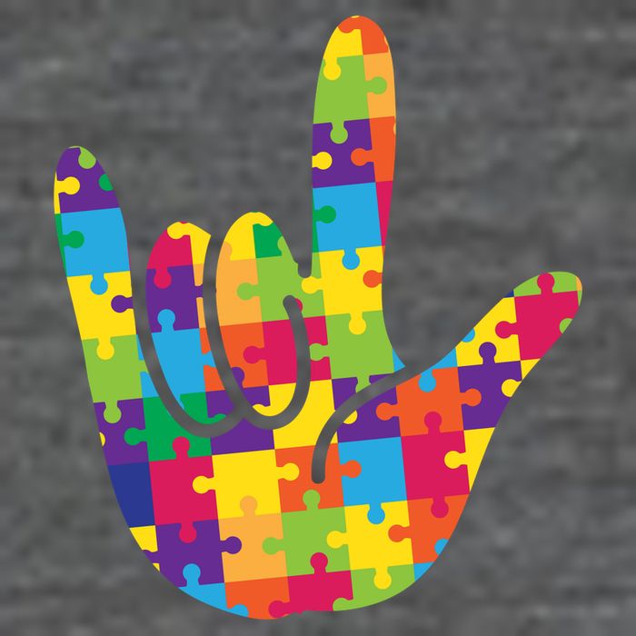 Autism Awareness ASL I Love You Puzzle Hand Kids T-Shirt