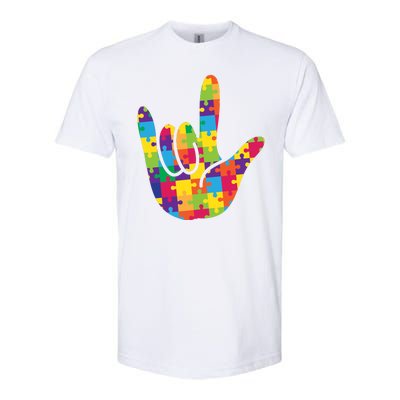 Autism Awareness ASL I Love You Puzzle Hand Softstyle CVC T-Shirt