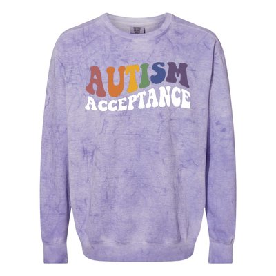 Autism Awareness Acceptance Retro Colorblast Crewneck Sweatshirt