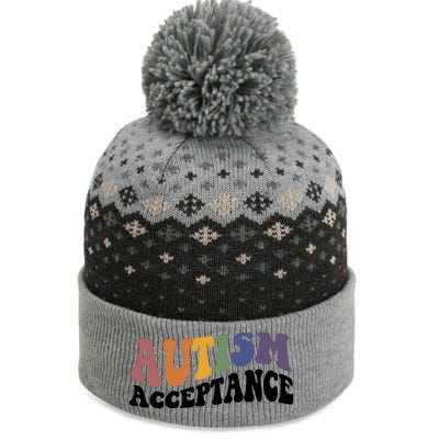 Autism Awareness Acceptance Retro The Baniff Cuffed Pom Beanie