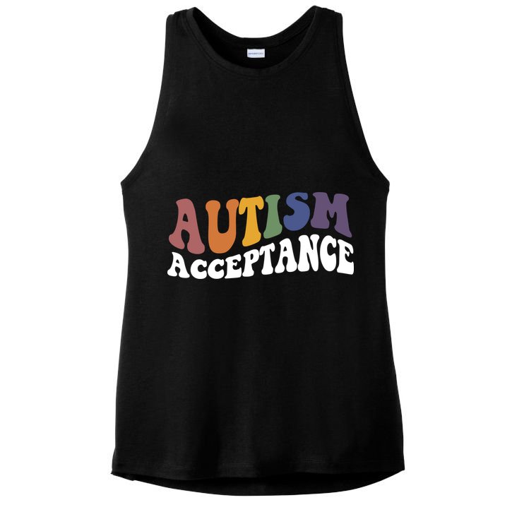 Autism Awareness Acceptance Retro Ladies PosiCharge Tri-Blend Wicking Tank