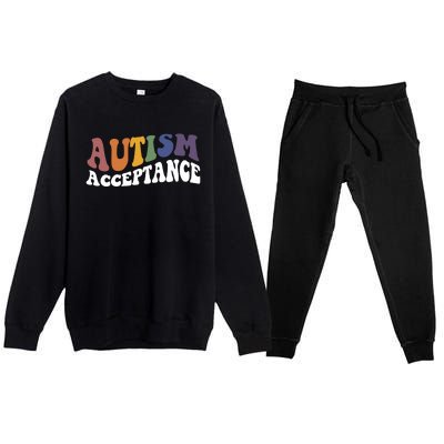 Autism Awareness Acceptance Retro Premium Crewneck Sweatsuit Set