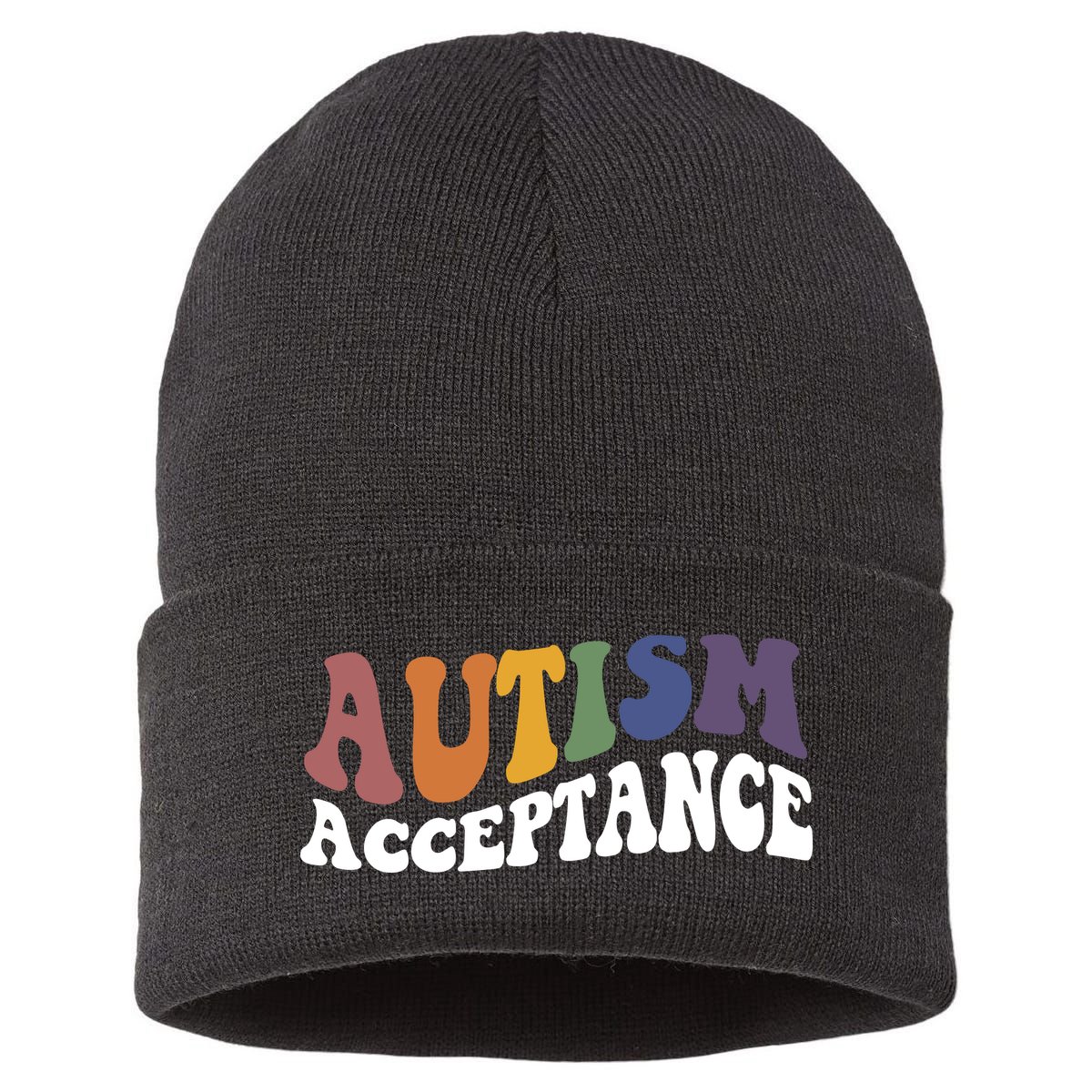 Autism Awareness Acceptance Retro Sustainable Knit Beanie