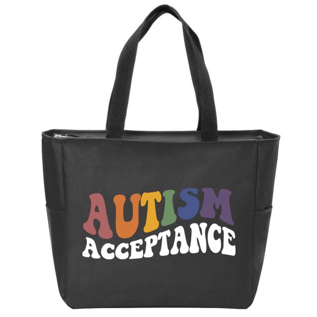 Autism Awareness Acceptance Retro Zip Tote Bag