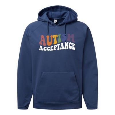 Autism Awareness Acceptance Retro Performance Fleece Hoodie