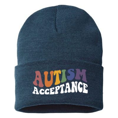 Autism Awareness Acceptance Retro Sustainable Knit Beanie