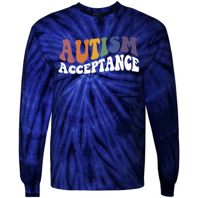 Autism Awareness Acceptance Retro Tie-Dye Long Sleeve Shirt