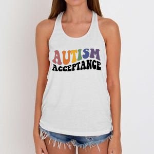 Autism Awareness Acceptance Retro Women's Knotted Racerback Tank