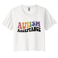Autism Awareness Acceptance Retro Women's Crop Top Tee