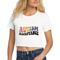 Autism Awareness Acceptance Retro Women's Crop Top Tee