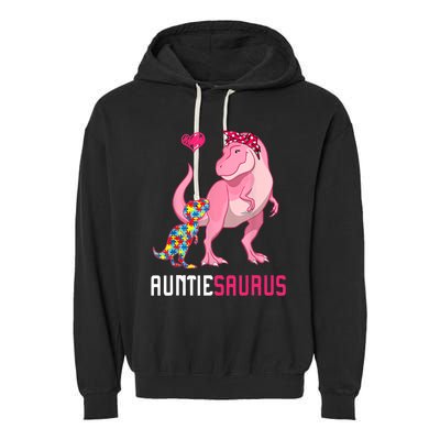 Auntiesaurus Autism Awareness Auntie Saurus Family Garment-Dyed Fleece Hoodie