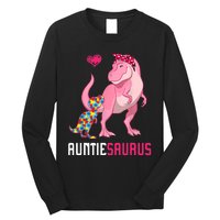 Auntiesaurus Autism Awareness Auntie Saurus Family Long Sleeve Shirt