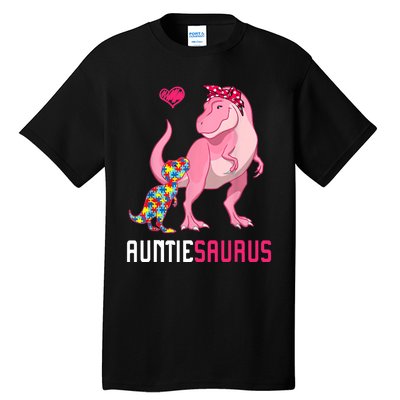 Auntiesaurus Autism Awareness Auntie Saurus Family Tall T-Shirt