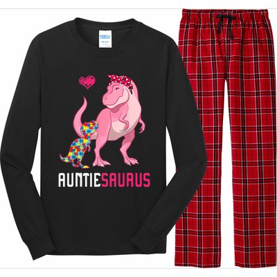 Auntiesaurus Autism Awareness Auntie Saurus Family Long Sleeve Pajama Set