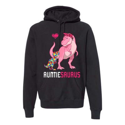 Auntiesaurus Autism Awareness Auntie Saurus Family Premium Hoodie