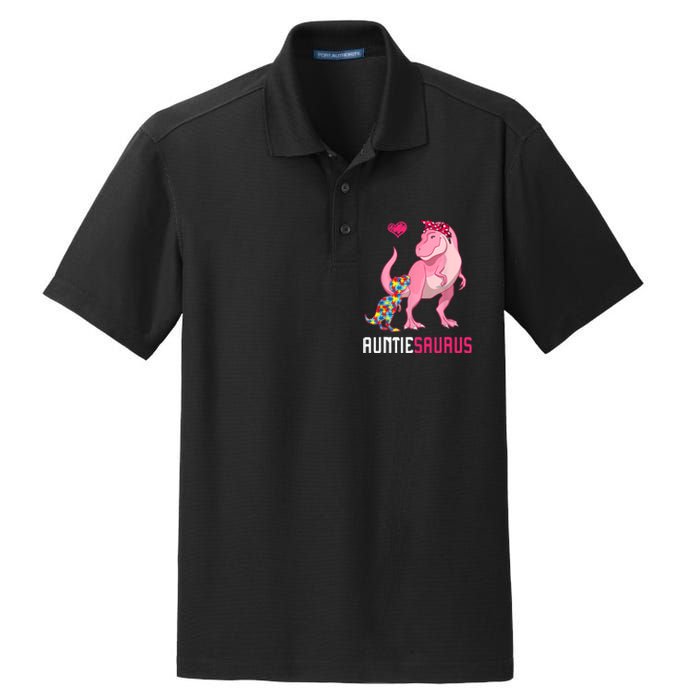 Auntiesaurus Autism Awareness Auntie Saurus Family Dry Zone Grid Polo