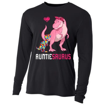 Auntiesaurus Autism Awareness Auntie Saurus Family Cooling Performance Long Sleeve Crew