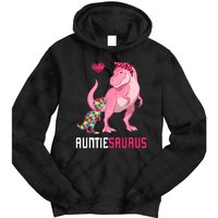 Auntiesaurus Autism Awareness Auntie Saurus Family Tie Dye Hoodie