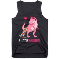 Auntiesaurus Autism Awareness Auntie Saurus Family Tank Top