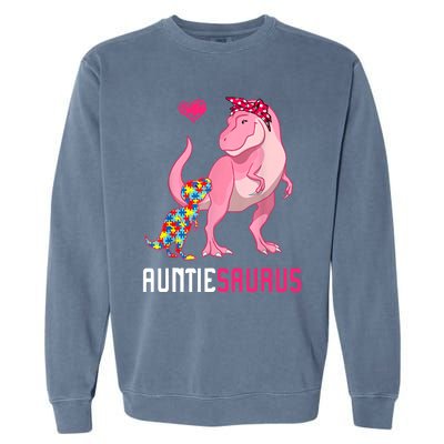 Auntiesaurus Autism Awareness Auntie Saurus Family Garment-Dyed Sweatshirt