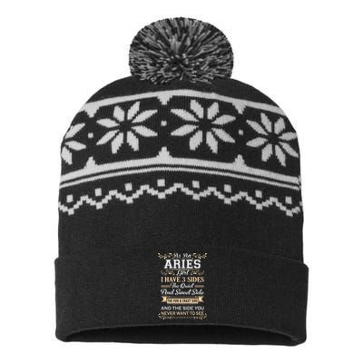 As An Aries I Have Three Sides USA-Made Snowflake Beanie