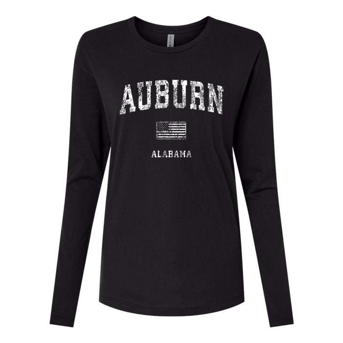 Auburn Alabama Al Vintage American Flag Womens Cotton Relaxed Long Sleeve T-Shirt